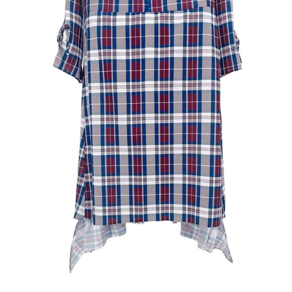 ASOS Soft Trapeze Midi Dress Pephem in Check Plaid Print Back Bow Ruffle Hem - Picture 9 of 12